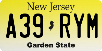 NJ license plate A39RYM