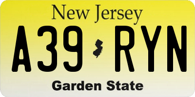 NJ license plate A39RYN