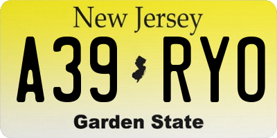 NJ license plate A39RYO