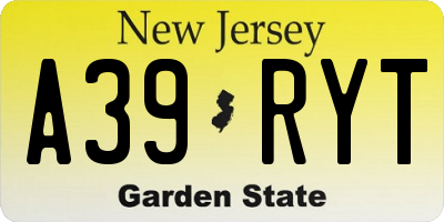 NJ license plate A39RYT