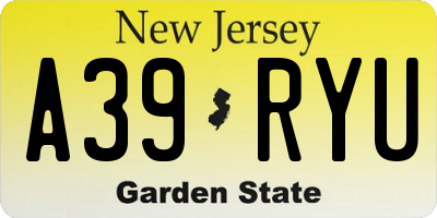 NJ license plate A39RYU