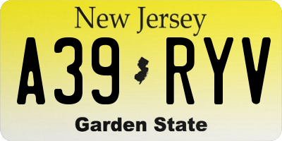NJ license plate A39RYV