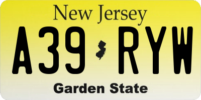 NJ license plate A39RYW