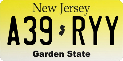 NJ license plate A39RYY