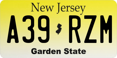 NJ license plate A39RZM