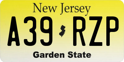 NJ license plate A39RZP