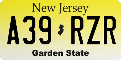 NJ license plate A39RZR