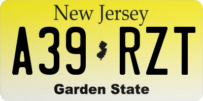 NJ license plate A39RZT