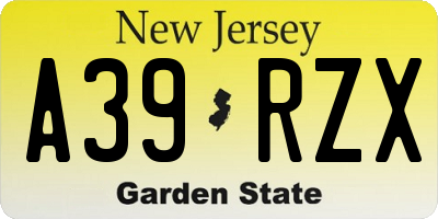 NJ license plate A39RZX