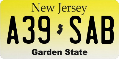 NJ license plate A39SAB