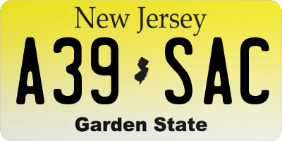 NJ license plate A39SAC