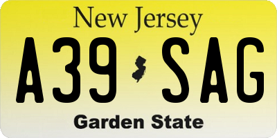 NJ license plate A39SAG