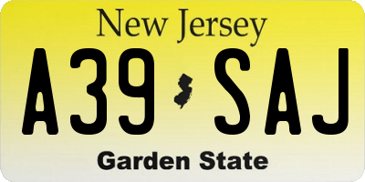 NJ license plate A39SAJ