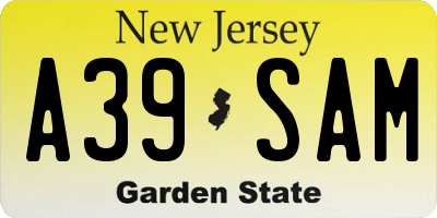 NJ license plate A39SAM