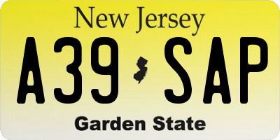 NJ license plate A39SAP