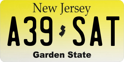 NJ license plate A39SAT