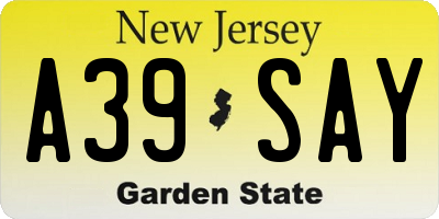 NJ license plate A39SAY