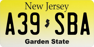 NJ license plate A39SBA