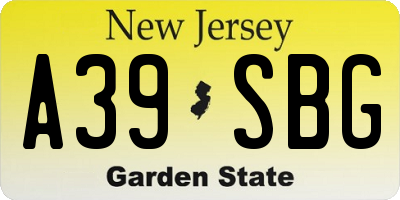 NJ license plate A39SBG
