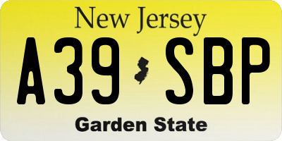 NJ license plate A39SBP