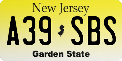 NJ license plate A39SBS