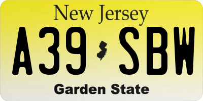 NJ license plate A39SBW