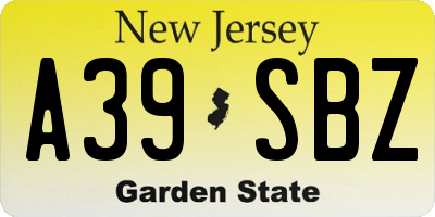 NJ license plate A39SBZ