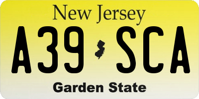 NJ license plate A39SCA