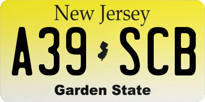 NJ license plate A39SCB