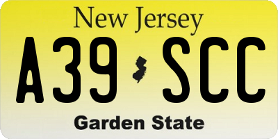 NJ license plate A39SCC