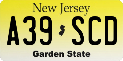 NJ license plate A39SCD