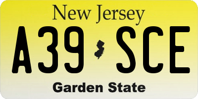 NJ license plate A39SCE