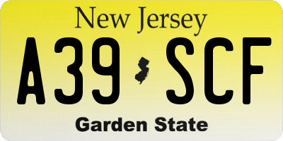 NJ license plate A39SCF