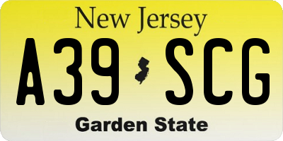 NJ license plate A39SCG