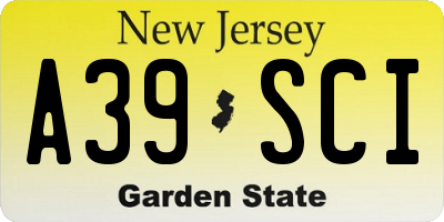 NJ license plate A39SCI