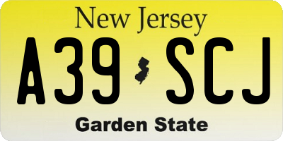 NJ license plate A39SCJ