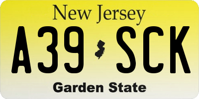 NJ license plate A39SCK