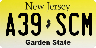 NJ license plate A39SCM