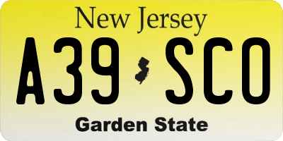NJ license plate A39SCO