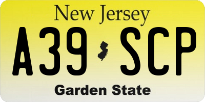 NJ license plate A39SCP