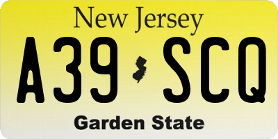 NJ license plate A39SCQ