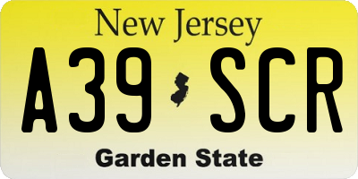 NJ license plate A39SCR
