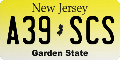 NJ license plate A39SCS