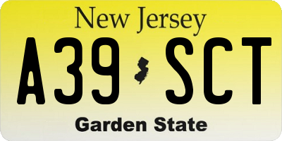NJ license plate A39SCT