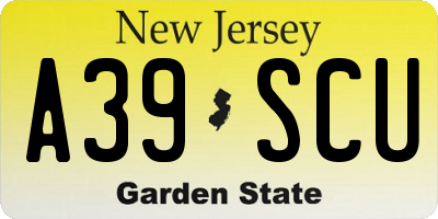 NJ license plate A39SCU