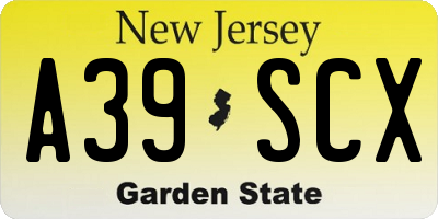 NJ license plate A39SCX