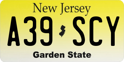 NJ license plate A39SCY