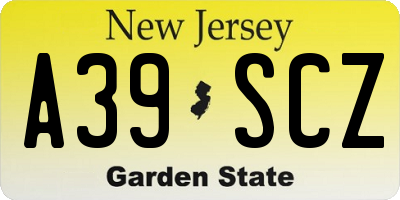 NJ license plate A39SCZ