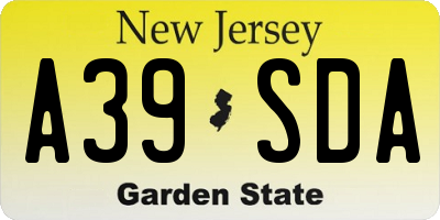 NJ license plate A39SDA