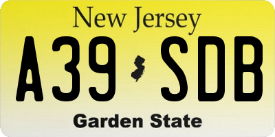 NJ license plate A39SDB